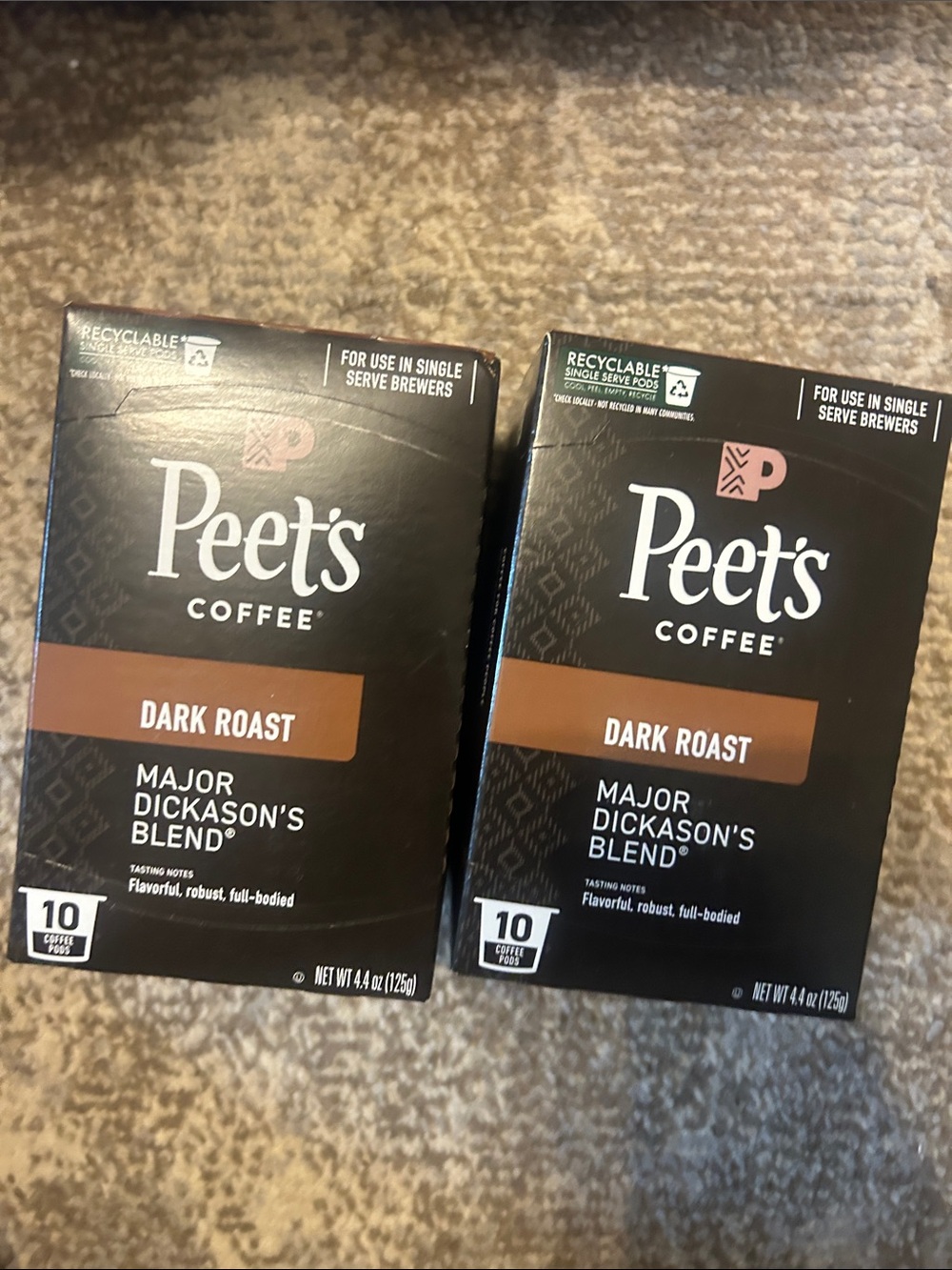 Peet's Coffee Dark Roast Major Dickason's Blend - 2 Boxes 20 CT